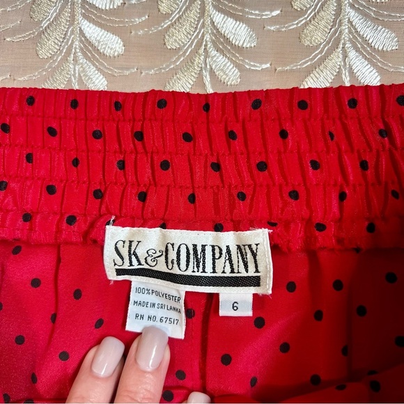 Vintage Red Polka Dot Maxi Skirt -Size 6 -SK11 - Picture 5 of 7